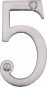C1560 5-SC Heritage Brass Numeral 5 Face Fix 76mm (3") Satin Chrome Finish