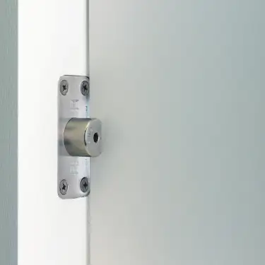 Click Here To Enlarge This Photo Of H131-106 Royde & Tucker Emergency Release Door Stop with Holdback - Satin Stainless Steel