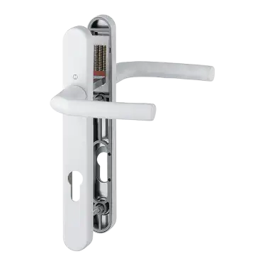 Click Here To Enlarge This Photo Of 1117/3811N HOPPE Birmingham 92mm UPVC Lever Door Handles on Narrow Backplate (122mm c/c) - White (3627095)