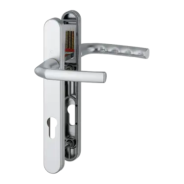Click Here To Enlarge This Photo Of 1117/3811N HOPPE Birmingham 92mm UPVC Lever Door Handles on Narrow Backplate (122mm c/c) - Silver (3627028)