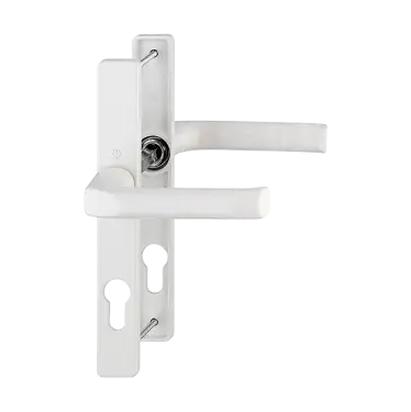 Click Here To Enlarge This Photo Of 113/200LM HOPPE London 70mm UPVC Lever Door Handles on Narrow Backplate (180mm c/c) - White (1729901)