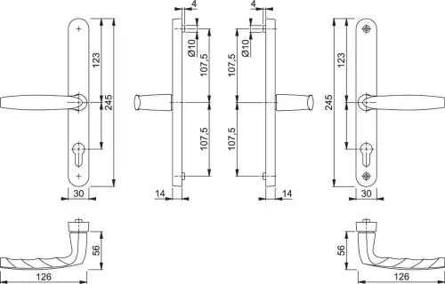 Click Here To Enlarge This Photo Of 1715/3840N HOPPE Brugge 68mm UPVC Lever Door Handles on Narrow Backplate (215mm c/c) - White (1926956)