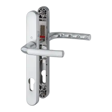 Click Here To Enlarge This Photo Of 1117/3810N HOPPE Birmingham 92mm UPVC Lever Door Handles on Narrow Backplate (215mm c/c) - Polished Chrome (3626834)