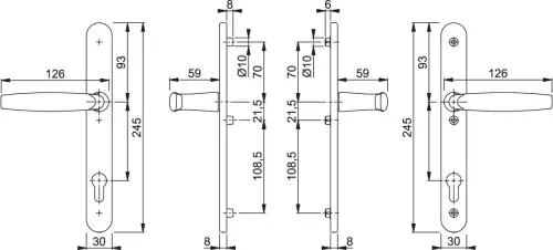 Click Here To Enlarge This Photo Of 1530/3346 HOPPE Atlanta 92mm UPVC Lever Door Handles on Narrow Backplate with 3 Hole Fix - White (2353328)