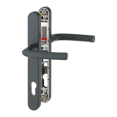 Click Here To Enlarge This Photo Of 1117/3810N HOPPE Birmingham 92mm UPVC Lever Door Handles on Narrow Backplate (215mm c/c) - Matt Black (3626703)