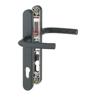 1117/3810N HOPPE Birmingham 92mm UPVC Lever Door Handles on Narrow Backplate (215mm c/c) - Matt Black (3626703)