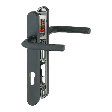 Click Here To Enlarge This Photo Of 1117/3811N HOPPE Birmingham 92mm UPVC Lever Door Handles on Narrow Backplate (122mm c/c) - Matt Black (3627159)