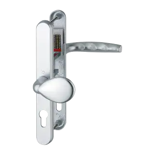 77G/3830N/1530 HOPPE Atlanta 92/62mm UPVC Lever/Pad Door Handles on Narrow Backplate (215mm c/c) - Silver (3685076)