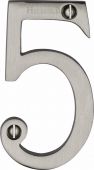 C1560 5-SN Heritage Brass Numeral 5 Face Fix 76mm (3") Satin Nickel Finish