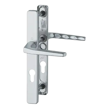 Click Here To Enlarge This Photo Of 117L/2246 HOPPE Frankfurt 70mm UPVC Lever Door Handles on Narrow Backplate (200mm c/c) - Silver (2398690)