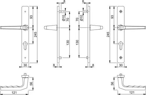 Click Here To Enlarge This Photo Of 117L/2246 HOPPE Frankfurt 70mm UPVC Lever Door Handles on Narrow Backplate (200mm c/c) - Silver (2398690)