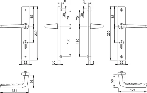 Click Here To Enlarge This Photo Of 117L/2160N/216N HOPPE Frankfurt 70mm UPVC Lever Door Handles on Narrow Backplate (200mm c/c) - Silver (1718954)