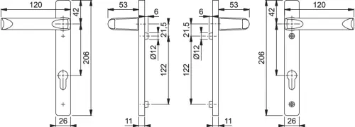 Click Here To Enlarge This Photo Of 113/366M HOPPE London 92mm UPVC Lever Door Handles on Narrow Backplate (122mm c/c) - Matt Black (618613)