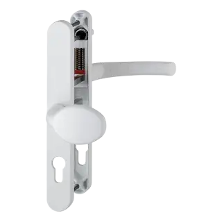 76G/3633N/3623N/1710RH HOPPE Tokyo 92/62mm UPVC Lever/Pad Door Handles on Narrow Backplate (215mm c/c) - White (2769278)