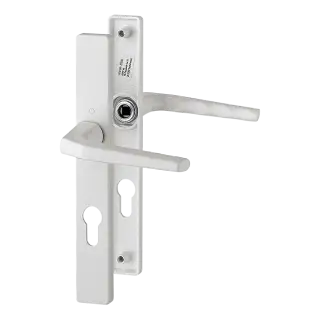 117L/2160N/216N HOPPE Frankfurt 70mm UPVC Lever Door Handles on Narrow Backplate (200mm c/c) - White (1715104)