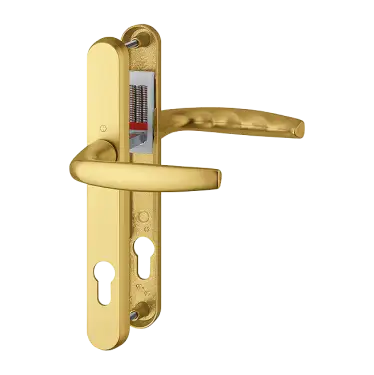 Click Here To Enlarge This Photo Of 1530/3830N HOPPE Atlanta 92mm UPVC Lever Door Handles on Narrow Backplate (215mm c/c) - Gold (3627984)