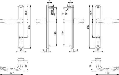 Click Here To Enlarge This Photo Of 1530/3830N HOPPE Atlanta 92mm UPVC Lever Door Handles on Narrow Backplate (215mm c/c) - Gold (3627984)