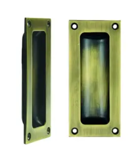 FB90AB - Zoo Hardware Fulton & Bray Flush Pull - 102 x 45mm (13mm Depth) Antique Brass