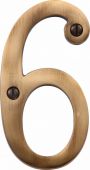 C1560 6-AT Heritage Brass Numeral 6 Face Fix 76mm (3") Antique Brass Finish