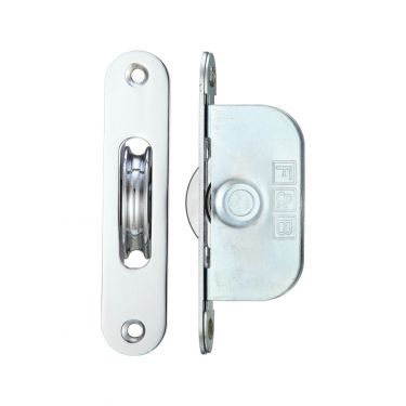 Click Here To Enlarge This Photo Of FBBP01RCP - Zoo Hardware Fulton & Bray Brass Ball Bearing Pulleys - 117mm x 25mm Radius Forend Polished Chrome
