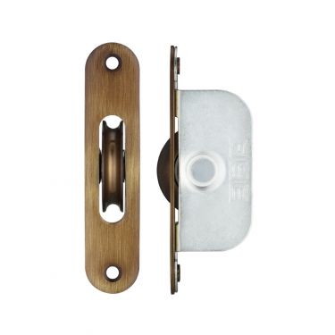 Click Here To Enlarge This Photo Of FBBP01RFB - Zoo Hardware Fulton & Bray Brass Ball Bearing Pulleys - 117mm x 25mm Radius Forend Florentine Bronze