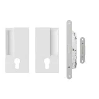 AGBWEWH - AGB Wave Flush Door Handle & Euro Profile Lock Set - White