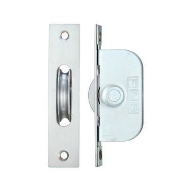 Click Here To Enlarge This Photo Of FBBP01SC - Zoo Hardware Fulton & Bray Brass Ball Bearing Pulleys - 117mm x 25mm Square Forend Satin Chrome
