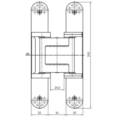 Click Here To Enlarge This Photo Of TE 540 3D A8 FR Simonswerk TECTUS Fire Rated Concealed Projection Hinge 200mm x 32mm (100kg)