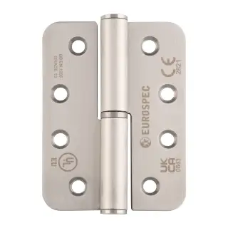 H3N1203/13/SSS/R/L - Carlisle Brass Eurospec 102mm x 76mm x 3mm Grade 13 Lift Off Hinges (Radius) Satin Stainless Steel (Left Hand)