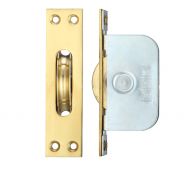 FBBP02PB - Zoo Hardware Fulton & Bray Brass Ball Bearing Pulleys - 127mm x 28mm Square Forend Polished Brass