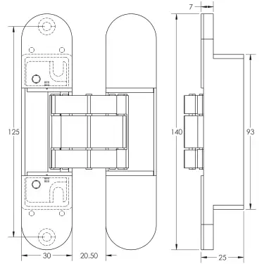 Click Here To Enlarge This Photo Of CH60SB Frelan Hardware Ghost 140mm Concealed Hinge Satin Brass