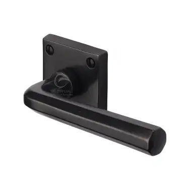 Click Here To Enlarge This Photo Of RDB4545 M.Marcus Rustic Dark Bronze Door Handle Lever Latch on Square Rose Octave Design