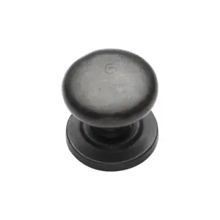 RDB613 25 M.Marcus Rustic Dark Bronze Cabinet Knob Round Design on Rose 25mm