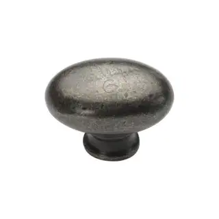 RPW118 32 M.Marcus Rustic Pewter Cabinet Knob Oval Design 32mm