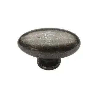 RPW118 50 M.Marcus Rustic Pewter Cabinet Knob Oval Design 50mm