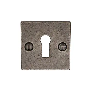 Click Here To Enlarge This Photo Of RPW159 M.Marcus Rustic Pewter Key Escutcheon Square