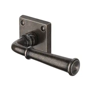 RPW1933 M.Marcus Rustic Pewter Door Handle Lever Latch on Square Rose Claverley Design