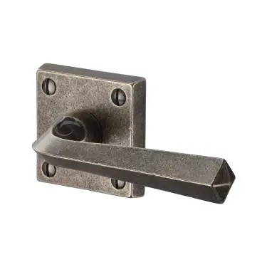 Click Here To Enlarge This Photo Of RPW1953 M.Marcus Rustic Pewter Door Handle Lever Latch on Square Rose Donnington Design