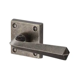 RPW1953 M.Marcus Rustic Pewter Door Handle Lever Latch on Square Rose Donnington Design