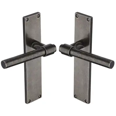 Click Here To Enlarge This Photo Of RPW23900 M.Marcus Rustic Pewter Door Handle Lever Lock Fountain Design