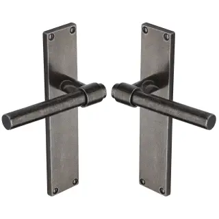 RPW23900 M.Marcus Rustic Pewter Door Handle Lever Lock Fountain Design