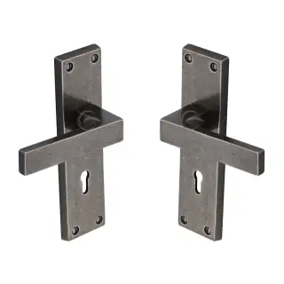 RPW3100 M.Marcus Rustic Pewter Door Handle Lever Lock Cheswell Design