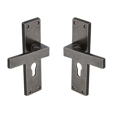 Click Here To Enlarge This Photo Of RPW3148 M.Marcus Rustic Pewter Door Handle Euro Profile Cheswell Design