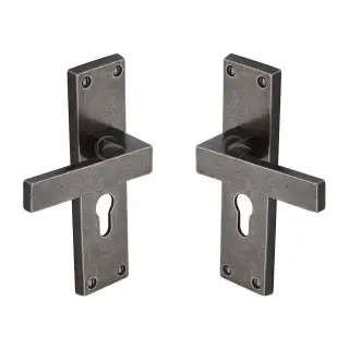 RPW3148 M.Marcus Rustic Pewter Door Handle Euro Profile Cheswell Design