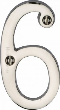 Click Here To Enlarge This Photo Of C1560 6-PNF Heritage Brass Numeral 6 Face Fix 76mm (3") Polished Nickel Finish