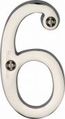 C1560 6-PNF Heritage Brass Numeral 6 Face Fix 76mm (3") Polished Nickel Finish