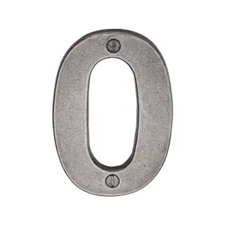 RPW351 0 M.Marcus Rustic Pewter Numeral 0 Screw Fixing 76mm (3")