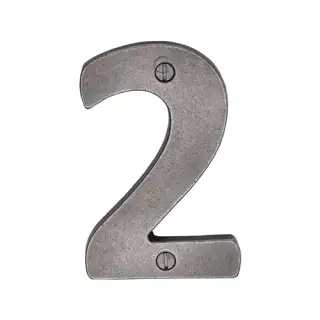 RPW351 2 M.Marcus Rustic Pewter Numeral 2 Screw Fixing 76mm (3")