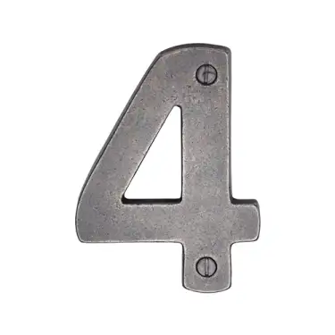 Click Here To Enlarge This Photo Of RPW351 4 M.Marcus Rustic Pewter Numeral 4 Screw Fixing 76mm (3")