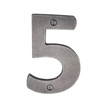 Click Here To Enlarge This Photo Of RPW351 5 M.Marcus Rustic Pewter Numeral 5 Screw Fixing 76mm (3")